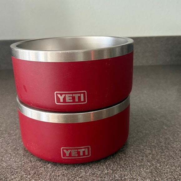 YETI Boomer 4 Cups Wild Vine Burgundy Stainless Steel Dog Pet Bowls Set 2 READ - Picture 11 of 12